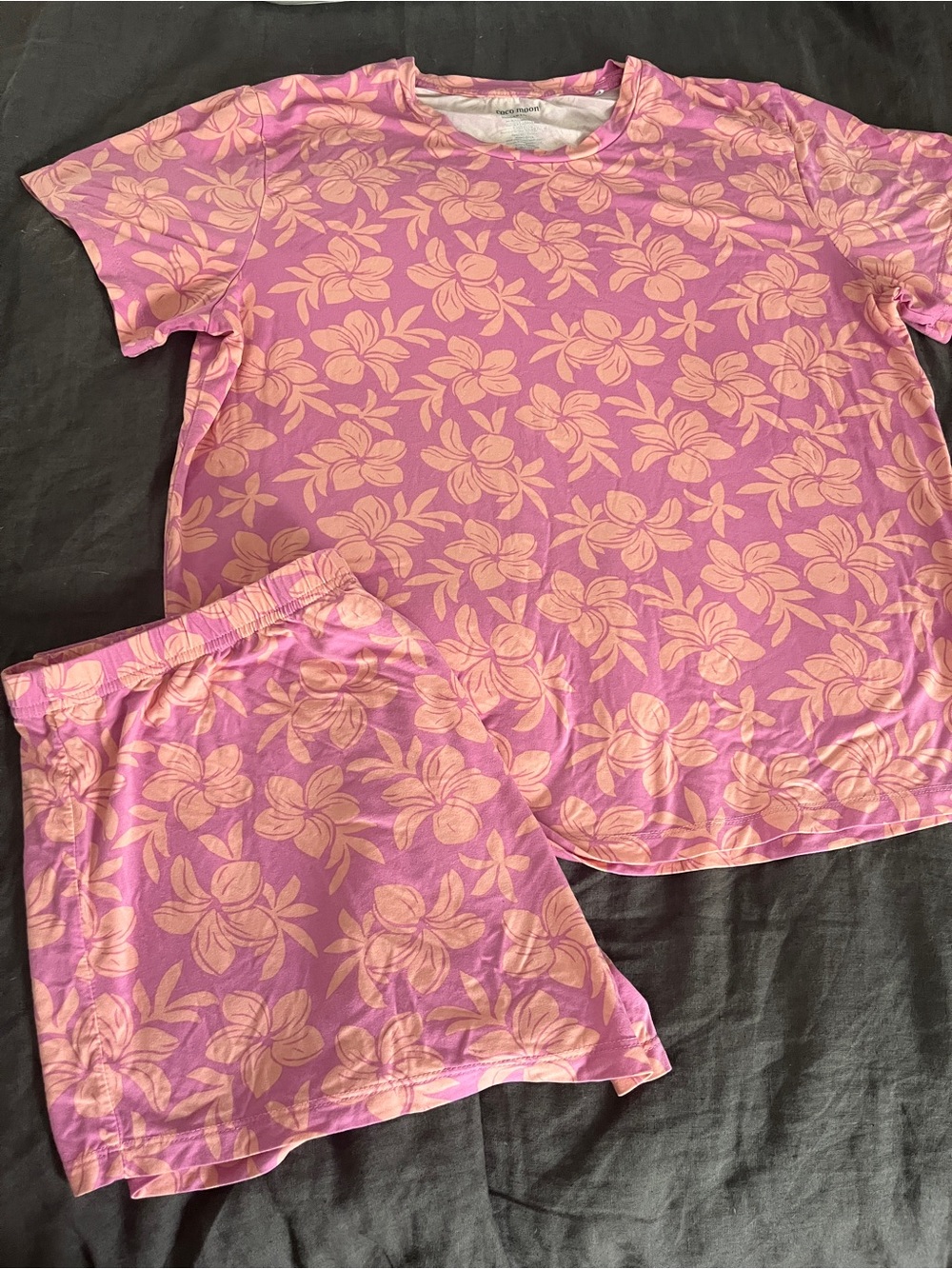 Pink Floral Bamboo Short Sleeve pajama set
